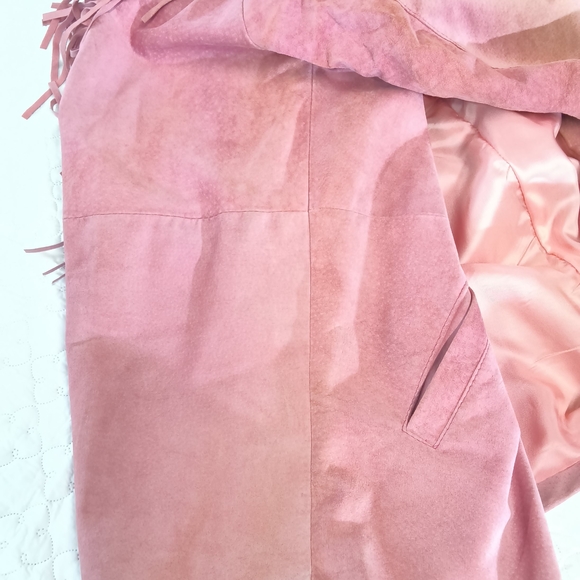 Vintage Pink Suede Fringe Western Jacket - Size M "Made in Canada" - Picture 8 of 14